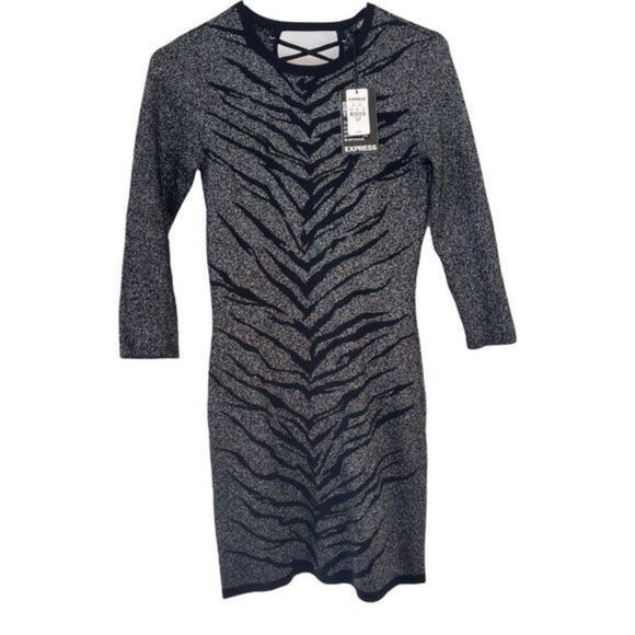 NWT Express Bodycon animal print w/sparkle Dress‎ - Picture 2 of 11